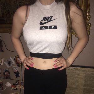 nike air sleeveless grey crop top